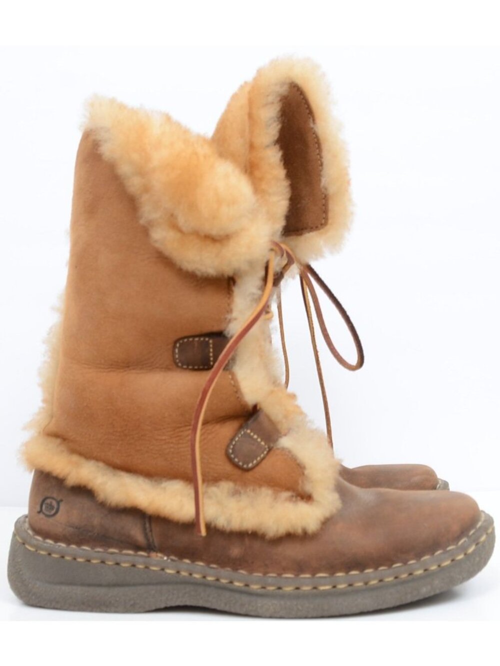 Born Nome Leather Shearling‎ Lace-Up Winter Mid-Calf Convertible Boot Women's 8 - Picture 8 of 15